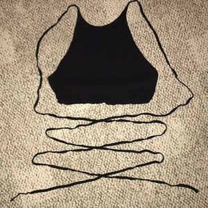 Tied Up Crop Top Forever21 Medium M Black